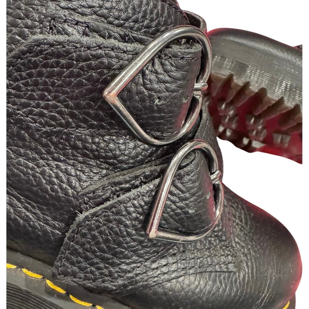 Dr. Martens Devon Heart Buckle Leather Platform Boots Black, Size US 6 - Picture 9 of 11